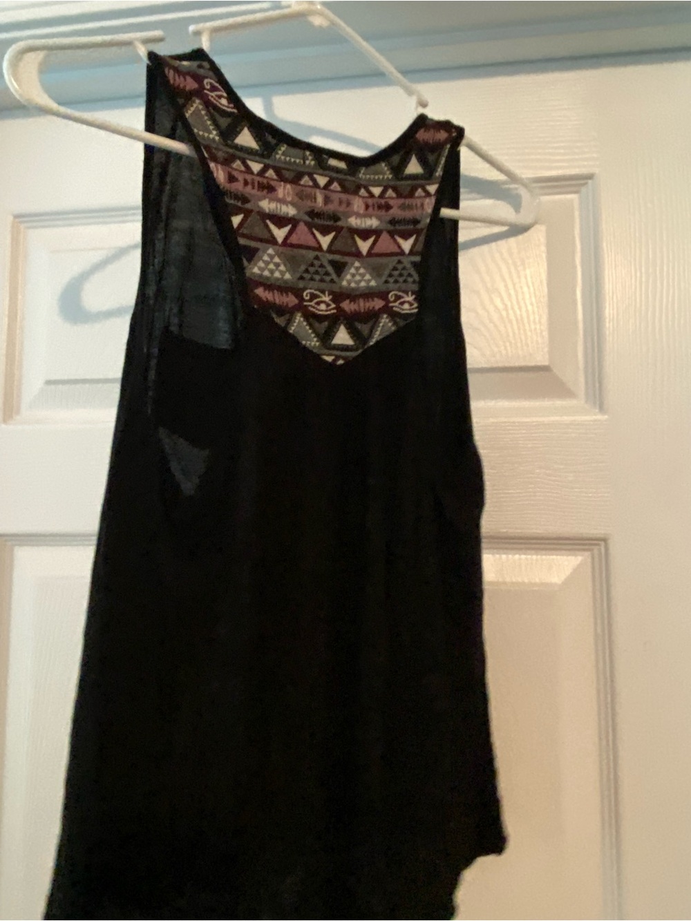 Bozzolo Black Tank with Geometric Accent Pocket - Picture 2 of 3